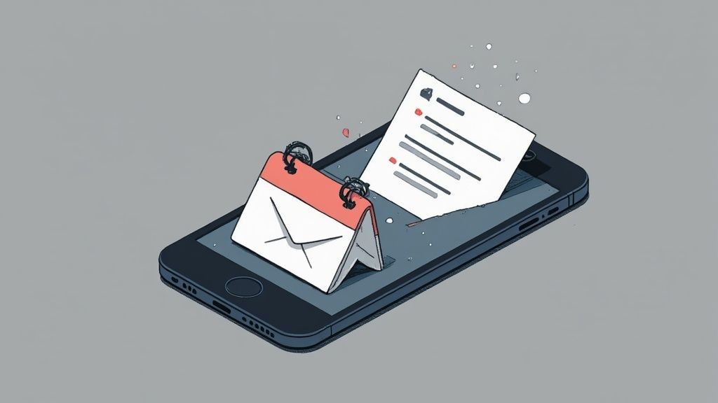 A digital calendar with an event marked on a smartphone screen, symbolizing event marketing.