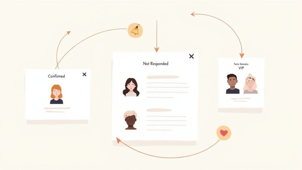 A person managing an online RSVP tracking dashboard to maximize event attendance