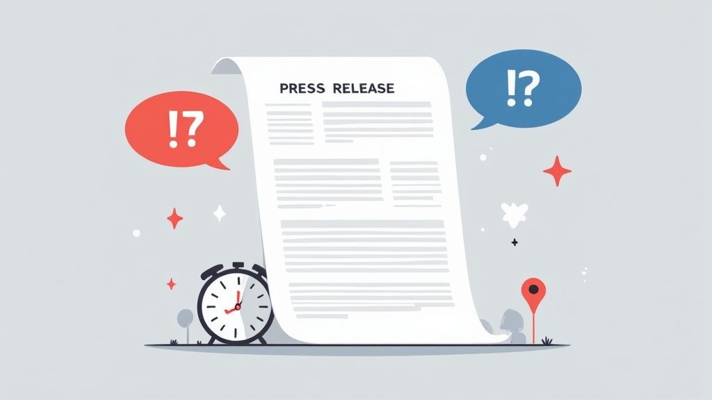 A person sending an email from a laptop, symbolizing press release distribution.