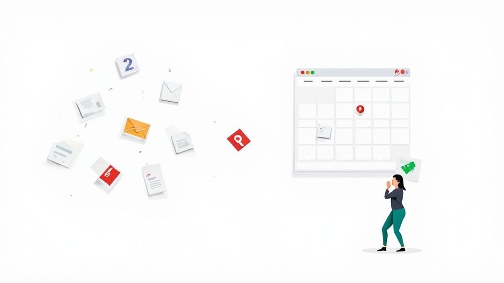 An abstract image showing calendar and clock icons, symbolizing event and time management.